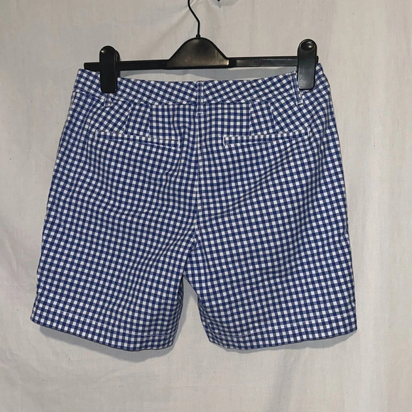blue & white checkered Talbots girlfriend chino short shorts size 4 - Picture 2 of 4